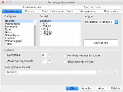 Capture interface formatage cellule