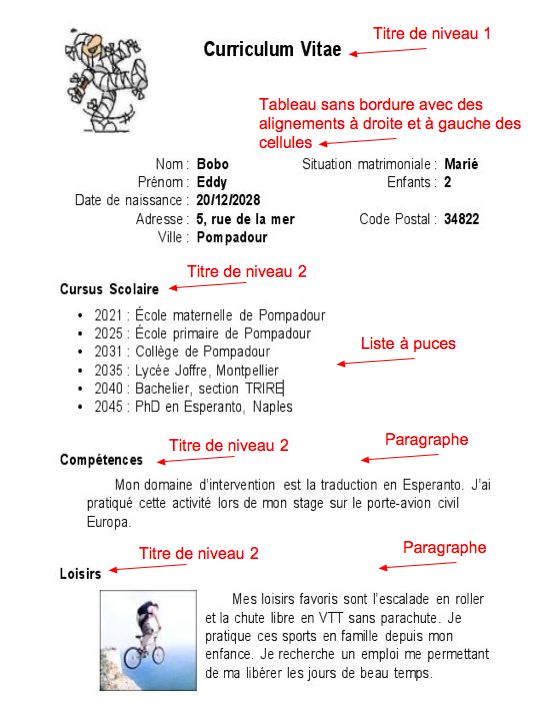 exemple de CV